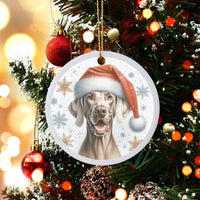 Santa Hat Dog Ornament, Weimaraner Christmas Ornament, Adorable Canine Ceramic Ornament, Pet Lover Keepsake, Holiday Tree Decoration