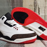 Low Top Sneakers, White Brown Red Colorway, Lace Up Design, Casual Gift for Sneaker Fans
