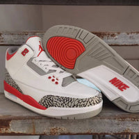 Sneakers, Beige White Red Colorway, Lace Up Design, Casual Gift for Sneaker Fans