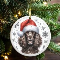 Santa Hat Dog Keepsake, Cocker Spaniel Christmas Ornament, Ceramic Dog Lover Ornament, Holiday Tree Decoration Present for Pet Parents