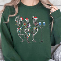 Humorous RN Holiday Sweatshirt, Dancing Skeletons Christmas Nurse Sweatshirt, Medical Student Nurse Sweatshirt, Hospital Crewneck, Xmas Present