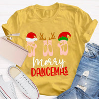 Humorous Christmas Dance Graphic Tee, Merry Dancemas Ballet Teacher T-Shirt, Dance Instructor Holiday Shirt, Adorable Ballerina Xmas Dancer Present