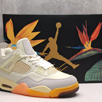 Mid Top Sneakers, Beige Orange Colorway, Lace Up Design, Casual Gift for Sneaker Fans