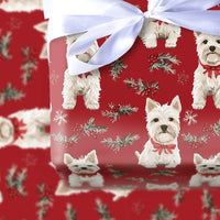 West Highland White Terrier Gift Wrap, Westie Christmas Wrapping Paper, Festive Dog Holiday Wrapping Paper, Adorable Dog Lover Gift Wrap Roll
