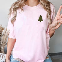 Minimalist Evergreen Pine Graphic Tee, Christmas Tree T-Shirt, Vintage Winter Holiday Forest Shirt, Comfy Rustic Farmhouse Xmas Graphic Tee