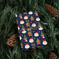 Gingerbread Man Christmas Gift Wrap, Santa Claus Wrapping Paper, Festive Tree Present Paper, Adorable Holiday Wrapping Paper Roll for Kids