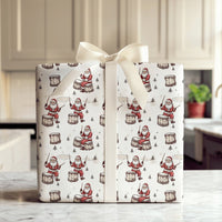 Drumming Santa Claus Gift Wrap, Drummer Santa Christmas Wrapping Paper, Vintage Musician Wrapping Paper, Drummer Holiday Wrapping Paper