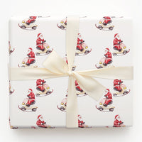 Watercolor Santa Scooter Gift Wrap, Santa Riding Scooter Wrapping Paper, Whimsical Christmas Wrapping Paper, Holiday Present Wrapping Paper