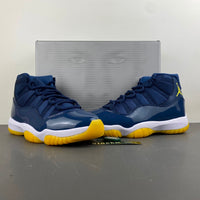 Retro Low Top Sneakers, Midnight Blue White Yellow Colorway, Lace Up Design, Casual Gift for Sneaker Fans