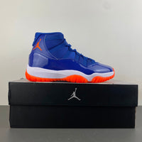High Top Sneakers, Royal Blue White Orange Colorway, Leather Footwear, Lace Up Design, Casual Gift for Sneaker Fans