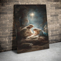 Holy Family Stable Canvas Print, Nativity Scene Canvas Wall Art, Christmas Nativity Religious Canvas Decor, Christian Holiday Canvas Art