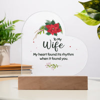 Poinsettia LED Night Light Plaque, To My Wife Christmas Heart Acrylic Plaque, Romantic Wife Acrylic Heart Plaque, Holiday Present for Her