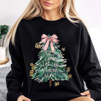 Coquette Christmas Tree Crewneck, Oh Come Let Us Adore Him Sweatshirt, Christian Christmas Sweatshirt, Religious Holiday Apparel