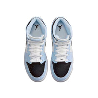 Mid Top Sneakers, Blue White Colorway, Lace Up Design, Casual Gift for Sneaker Fans
