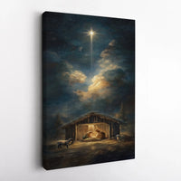 Bethlehem Star Christmas Canvas Print, Nativity Scene Canvas Wall Art, Holy Family Religious Wall Decor, Christian Holiday Canvas Present