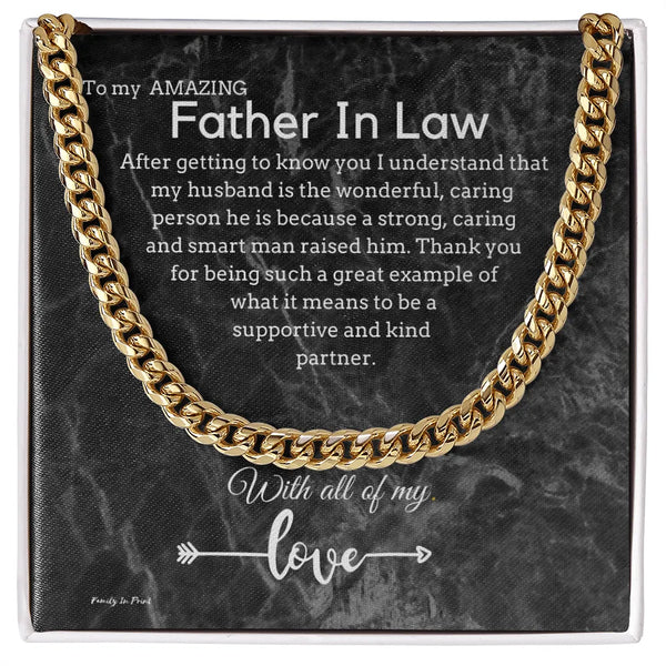 Mens 5mm Chain Jewelry, Father in Law Cuban Link Chain Necklace, Sentimental Birthday Christmas Present from Daughter in Law
