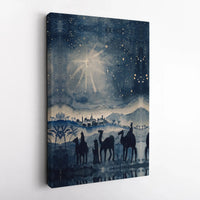 Three Wise Men Bethlehem Canvas Art, Nativity Scene Canvas Print, Watercolor Holy Night Canvas, Religious Wall Decor, Christmas Decor Present