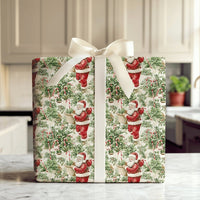 Poinsettia and Candy Cane Gift Wrap, Vintage Santa Wrapping Paper, Nostalgic Christmas Wrapping Paper, Classic Holiday Gift Wrap Roll