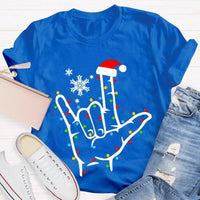 ASL Snowflake Holiday Lights Shirt, Sign Language Christmas T-Shirt, Deaf Community Graphic Tee, ASL Christmas Tee