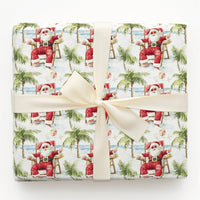 Tropical Christmas Gift Wrap, Beach Vacation Santa Wrapping Paper, Relaxing Santa Holiday Wrapping Paper, Ocean Summer Wrapping Paper Roll