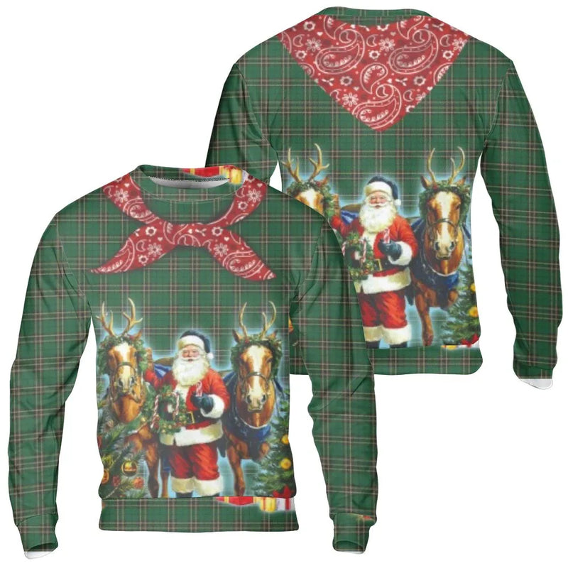 Western Christmas Horse Ugly Sweater, Cowboy Santa Sweatshirt, Equestrian Santa Rodeo Xmas Pullover, Country Western Holiday Crewneck