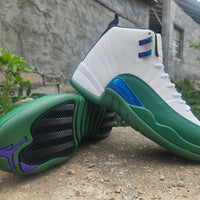 High Top Sneakers, White Green Colorway, Lace Up Design, Casual Gift for Sneaker Fans