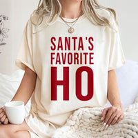 Humorous Naughty List Christmas Graphic Tee, Santa's Favorite Ho T-Shirt, Adult Holiday Humor Shirt, Xmas Party Graphic Top, Present for Her