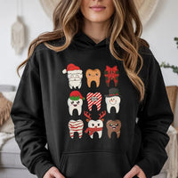 Humorous Dental Hygienist Holiday Sweatshirt, Christmas Teeth Hoodie, Dentist Office Pullover Hoodie, Dental Assistant Adorable Xmas Hooded Top