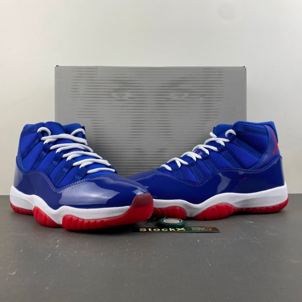 Low Top Sneakers, Royal Blue White Red Colorway, Patent Leather Footwear, Lace Up Design, Casual Gift for Sneaker Fans