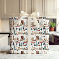Watercolor Winter Cityscape Gift Wrap, Toronto CN Tower Wrapping Paper, Canadian Streetcar Wrapping Paper, Christmas Holiday Wrapping Paper