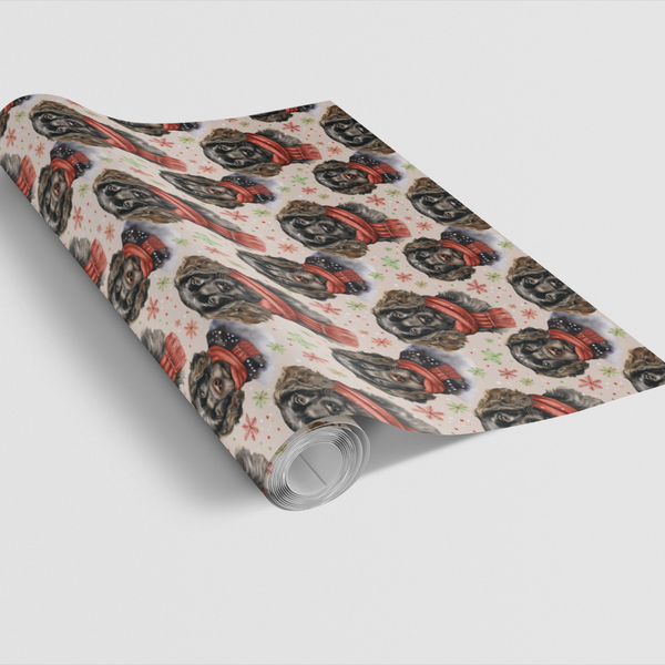 Christmas Dog Holiday Gift Wrap Roll, Boykin Spaniel Wrapping Paper, Festive Puppy Xmas Wrapping Paper, Dog Lover Winter Pres