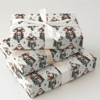 Motorcycle Christmas Gift Wrap, Biker Santa Wrapping Paper, Cool Santa Holiday Wrapping Paper, Retro Motorcyclist Xmas Gift Wrap Roll