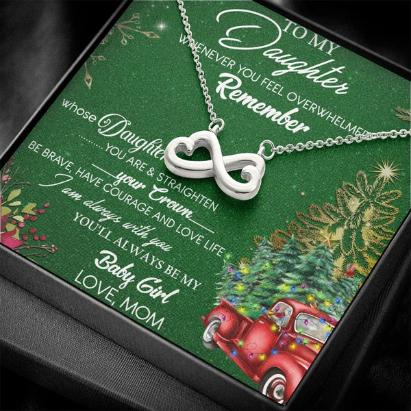 Christmas Heart Necklace, Infinity Heart Necklace for Daughter, Gold Finish Infinity Necklace, Daughter Holiday Necklace, Pre
