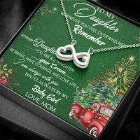 Christmas Heart Necklace, Infinity Heart Necklace for Daughter, Gold Finish Infinity Necklace, Daughter Holiday Necklace, Present from Mom