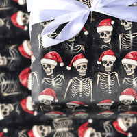 Santa Hat Gothic Gift Wrap, Spooky Skeleton Christmas Wrapping Paper, Creepy Holiday Season Wrapping Paper, Alternative Xmas Gift Wrap Roll