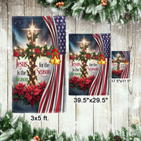 Christian Christmas Yard Flag, Jesus Is the Reason for the Season Garden Flag, Double Sided Religious Holiday Lawn Flag Present