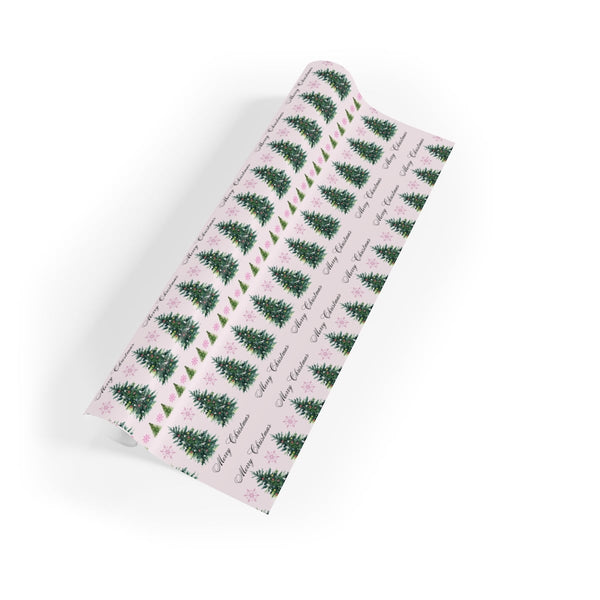 Merry Christmas Gift Wrap Roll, Christmas Tree and Snowflake Wrapping Paper, Holiday Wrapping Paper, Festive Xmas Paper, Wint