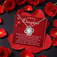 Sparkling CZ Love Knot Pendant, Love Knot Necklace for Daughter, Gold Finish Knot Necklace, Meaningful Birthday Christmas Present for Her
