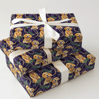 Festive Dog Holiday Gift Wrap, Golden Retriever Christmas Wrapping Paper, Adorable Puppy Holiday Wrapping Paper, Dog Lover Christmas Gift Wrap