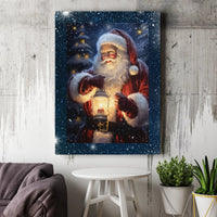 Snowy Lantern Forest Wall Art, Christmas Santa Claus Canvas Art, Winter Holiday Canvas Print, Comfy Xmas Canvas Decor, Home Present