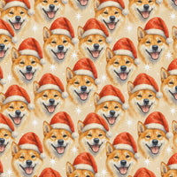 Santa Hat Dog Holiday Gift Wrap, Shiba Inu Christmas Wrapping Paper, Festive Puppy Wrapping Paper, Adorable Dog Lover Christmas Gift Wrap Roll