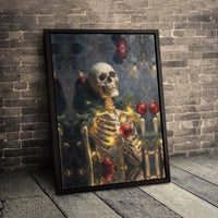 Gothic Holiday Skull Canvas Art, Skeleton Christmas Tree Wall Art, Spooky Xmas Tree Poster, Horror Holiday Art Digital Download