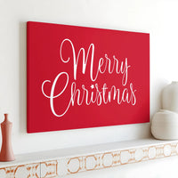 Red Cursive Script Typography Canvas Print, Merry Christmas Canvas Wall Art, Festive Holiday Canvas Sign, Seasonal Home Decor Xmas Present