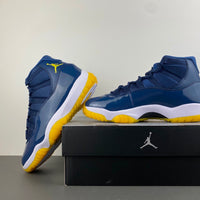 Retro Low Top Sneakers, Midnight Blue White Yellow Colorway, Lace Up Design, Casual Gift for Sneaker Fans