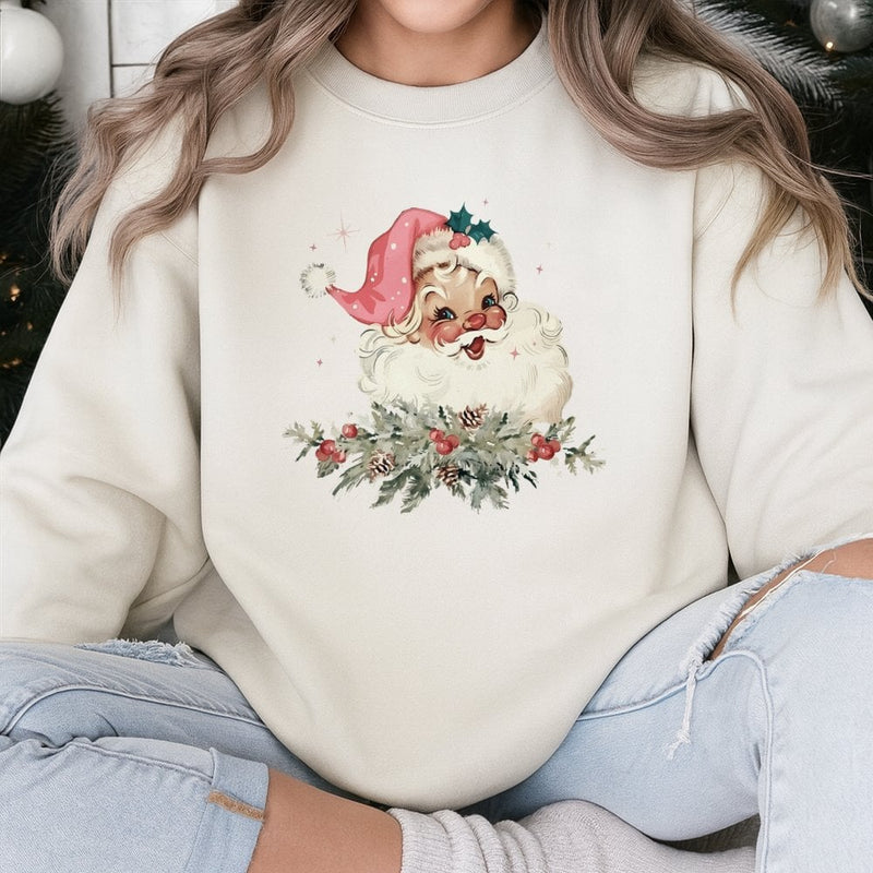 Retro Christmas Santa Sweatshirt, Vintage Santa Sweatshirt, Holiday Graphic Sweatshirt, Festive Xmas Pullover, Winter Holiday Present for Her