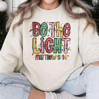 Matthew 5:14 Christmas Lights Sweater, Be the Light Sweatshirt, Religious Christian Faith Crewneck, Bible Verse Holiday Pullover