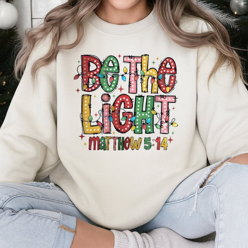 Matthew 5:14 Christmas Lights Sweater, Be the Light Sweatshirt, Religious Christian Faith Crewneck, Bible Verse Holiday Pullover