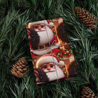 Afrocentric Christmas Gift Wrap, Black Santa Wrapping Paper, African American Santa Wrapping Paper, Inclusive Holiday Gift Wrapping Paper