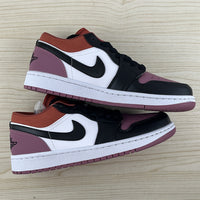 Low Top Sneakers, Burgundy Black White Colorway, Lace Up Design, Casual Gift for Sneaker Fans
