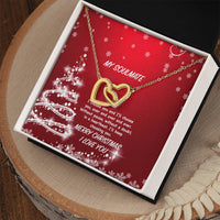 Polished Surgical Steel Heart Pendant with Card, Soulmate Interlocking Hearts Necklace for Wife Girlfriend, Romantic Christmas Jewelry Present